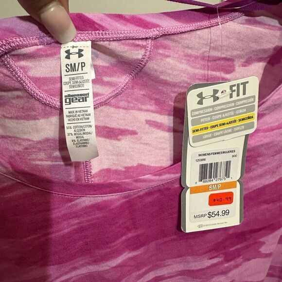 🆕  Under Armour Long Sleeve Magenta Top sz Small - Picture 4 of 4
